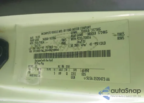 2006 Ford E-150 Commercial/Recreational из США, поврежденный, VIN 1FDRE14L26HB21864